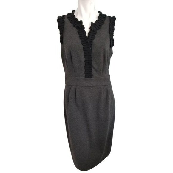 Just Taylor Ruffled Sheath Dress Sz 10 (Medium) Sleeveless Dress Gray - Picture 1 of 8